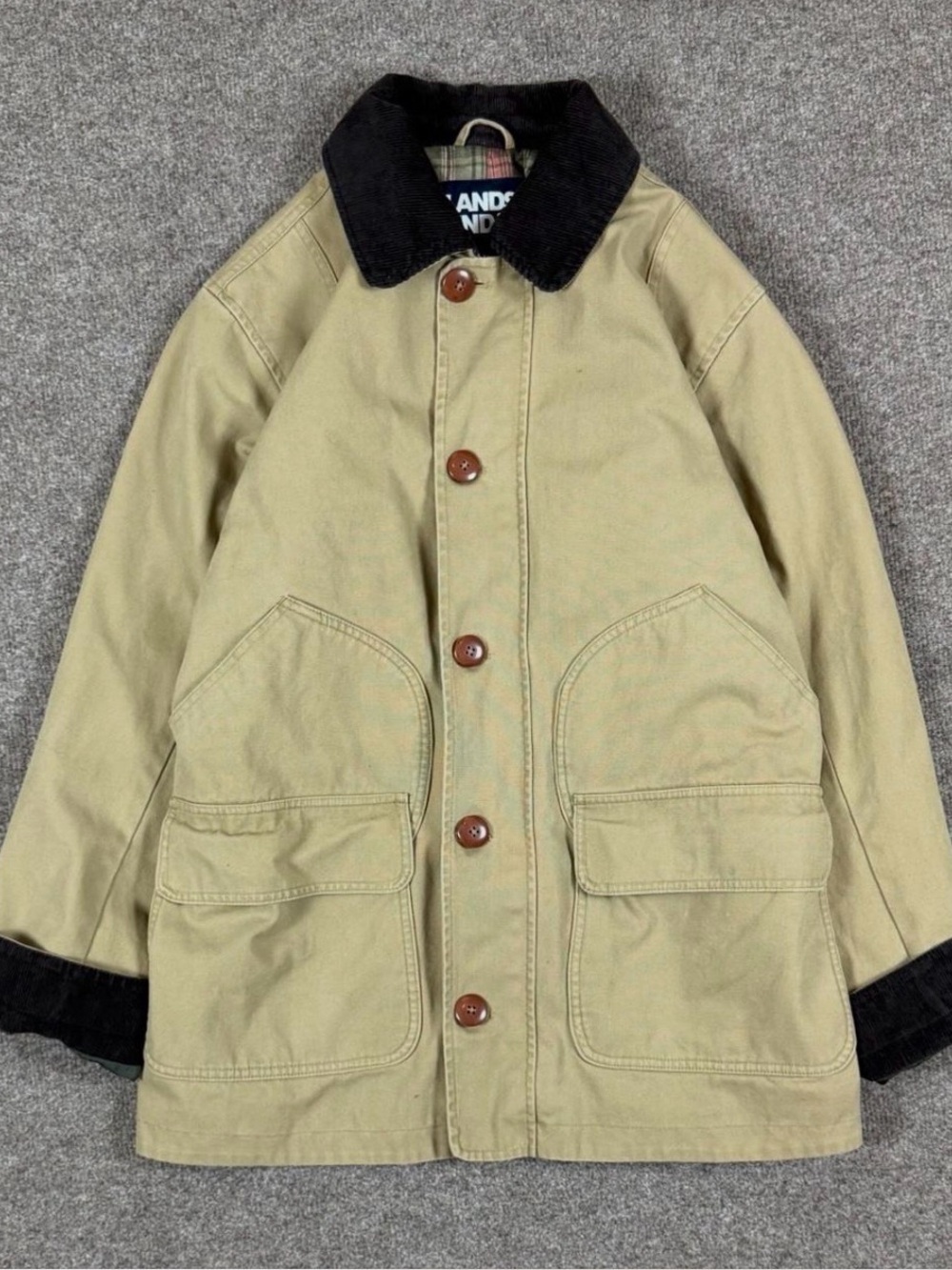 Mens Khaki Contrast-Collar Jacket